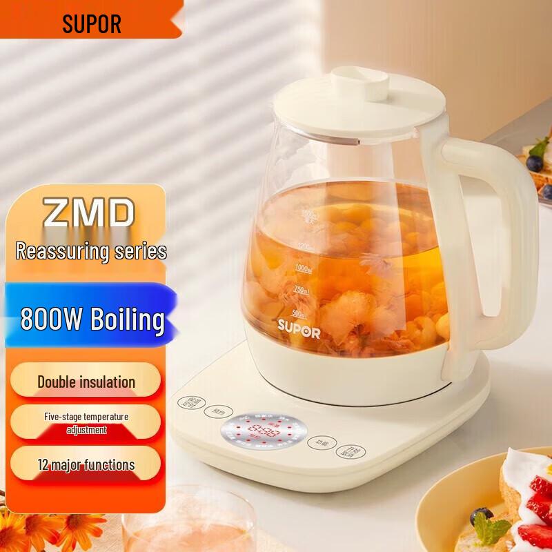 Supor 1.5L Smart Glass Health Pot CN plug (adapter included)