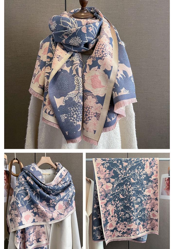 Women's Stylish Faux-Cashmere Scarf – Korean-Style Printed Warm Neck Warmer & Air-Conditioning Shawl