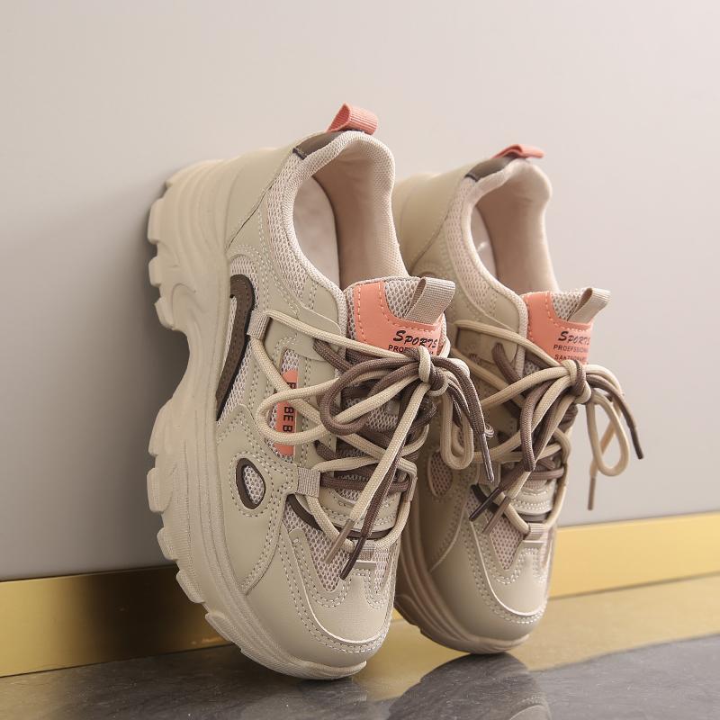 Fashion Women's Dad Shoes Thick Sole Clunky Sneaker Women Breathable Soft Sole Sports Working Shoes For Women