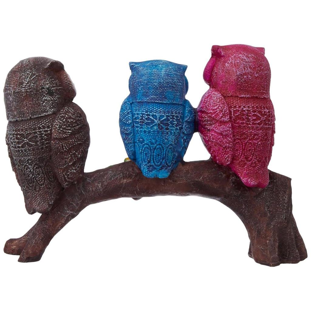 Beautiful Resin Owl Family Decorative Statue for Home Decor (Multicolor), 20L X 7W X 14.5H CM