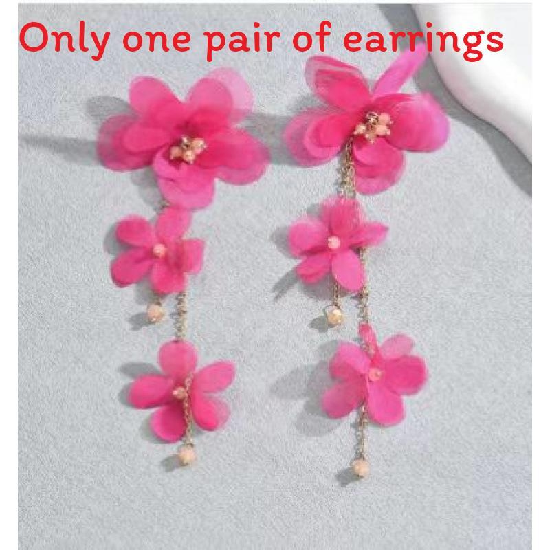 Petal Drop Earrings With Tassel Chain For Summer Outfits And Trendy Accessories