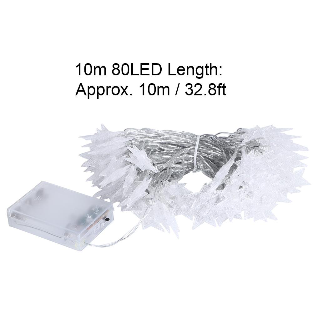 Five Pointed Star String Light Battery Operated LED Lamp Decor for Indoor Outdoor Decoration(10m 80LED with Flashing