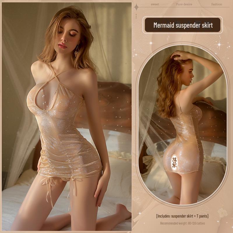 Manyan Sexy Mermaid Nightdress with Cross Suspenders