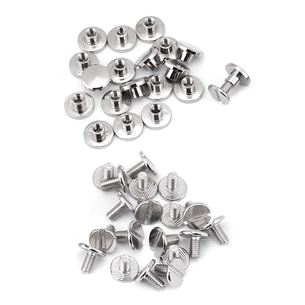 20Pcs Set Durable Brass Threaded Flat Head Nut Nail Rivets Screws Leather Craft Repair Supplies