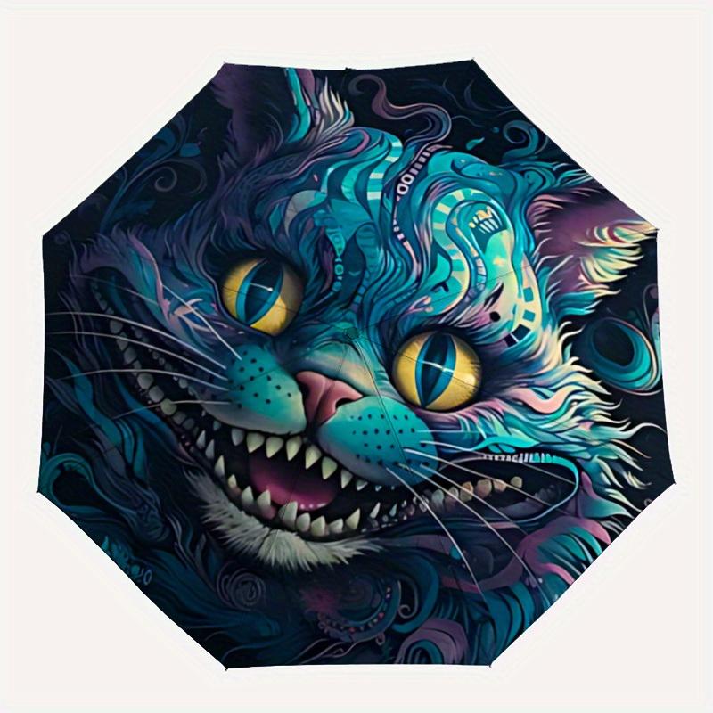 

1pc Whimsical Feline Automatic Open/close Folding Compact Cute Umbrella, 8-Rib Sturdy Canopy, Lightweight Portable, Commuting Use, Gift, Outdoor Umbre
