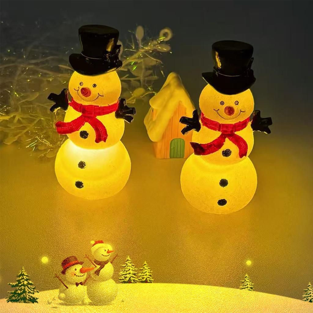 1/2Pcs Snowman Night Light with Top Hat Christmas Snowman Ornament PVC Xmas Snowman Lamp For Outdoor Garden Party Decor Gifts