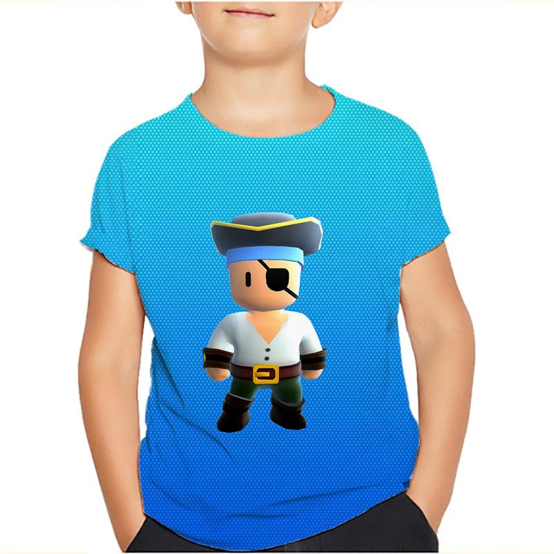 Çocuklar Stumble Erkekler Tişörtleri Stumble Oyunu Karikatür 3D Baskı Kısa Kollu Erkek/Kız O-Yaka Moda Tişört Erkek Çocuk Tişörtleri Üstler Giyim