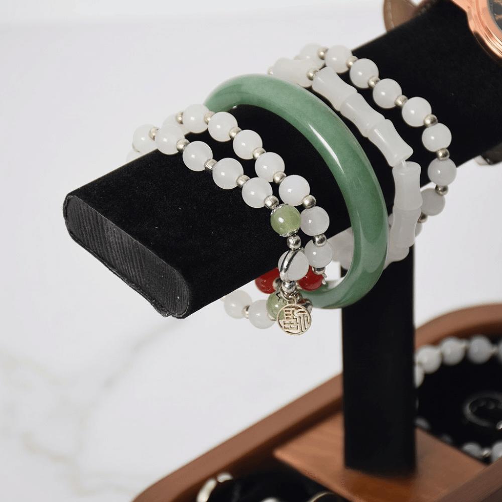 Space-saving Wooden Jewelry Organizer T-bar Design Watch Display Stand  Home Use