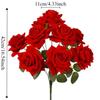 9 Head Artificial Rose Flower Green Leaves Faux Rose Flower Branch  Home Living Room Decor