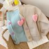 Girls' 3D Heart Knit Cardigan Sweater - 2025 Trendy Top for Baby Girls