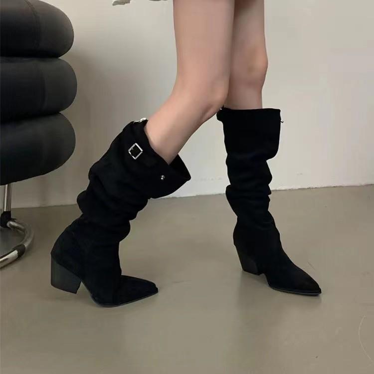 Fashion Women's Boots Autumn Boots-Women Female Shoes Sexy Thigh High Heels High Sexy 2024 Ladies Cowboy Over-the-Knee Retro Boots Women