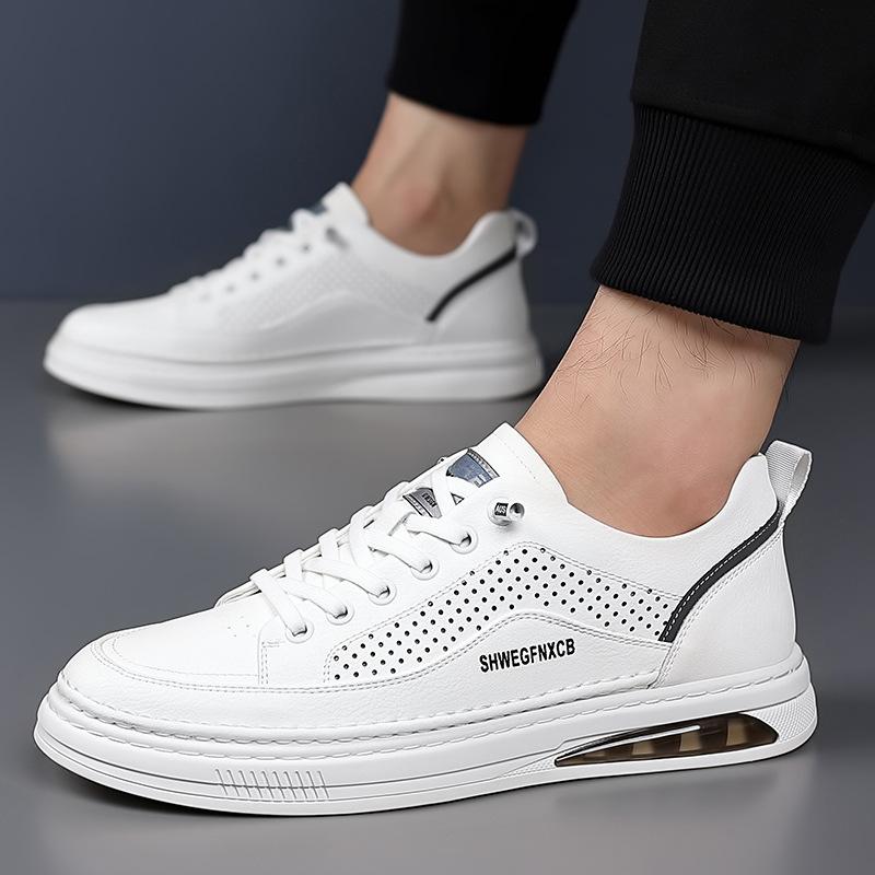 Fashion 2024 Fashion Hollow Slip-on Men's Small White Shoes Spring Autumn Designer New Flat Hand-stitched Casual Leather Men's Shoes