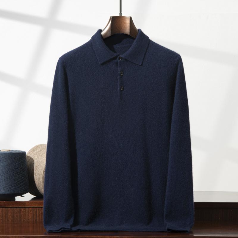 POLO neck cashmere sweater 2025 new flat middle-aged loose pullover sweater