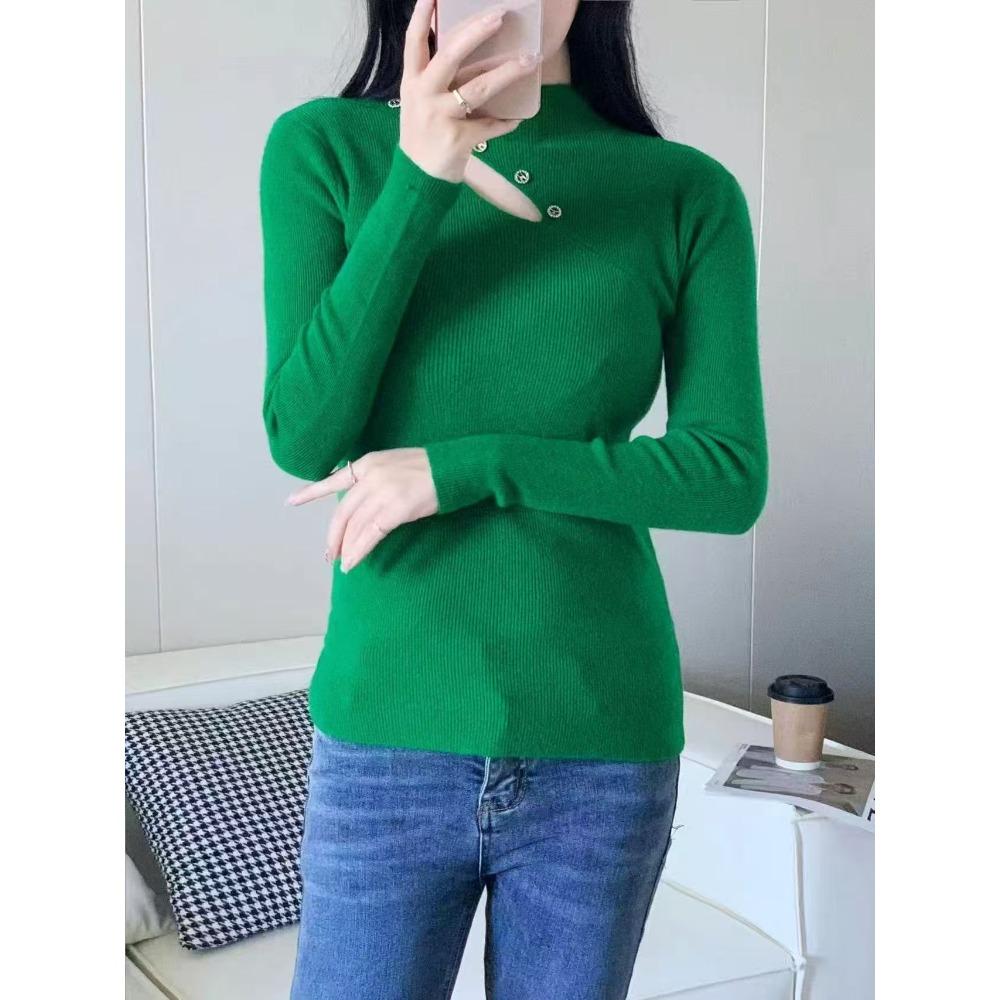 Women's Half High Neck Sweater Autumn and Winter Western Korean Style Sweater Inner Knit Sweater