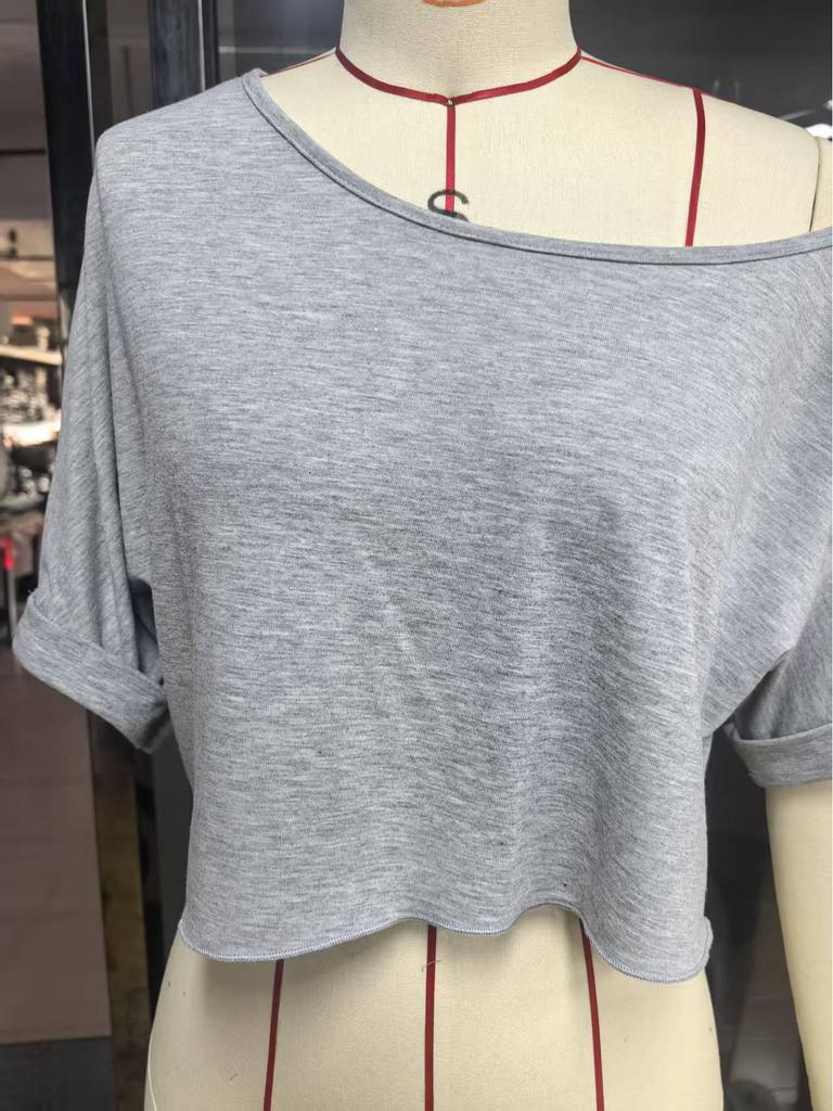 In-Stock Women's Off-the-Shoulder Cropped Sexy Short T-shirt Top