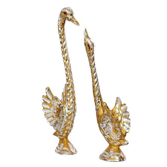 Dancing Cute Swan Couple Statues Decorative Bird Figurines Showpieces