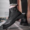 Genuine Leather Men's Boots High Top Style Autumn and Winter Classic Black Brown Outdoor Quality Adult Thick Soled Shoes New