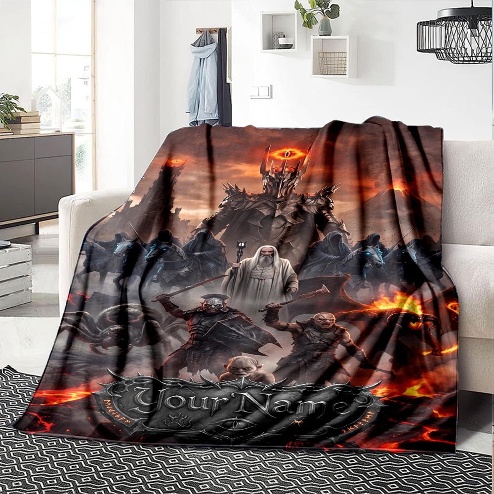 Lord Rings Personalized Name Blanket Gift Customizable Blanket Comfortable Throw For Nap Chair Sofa Bedding All-Season Use