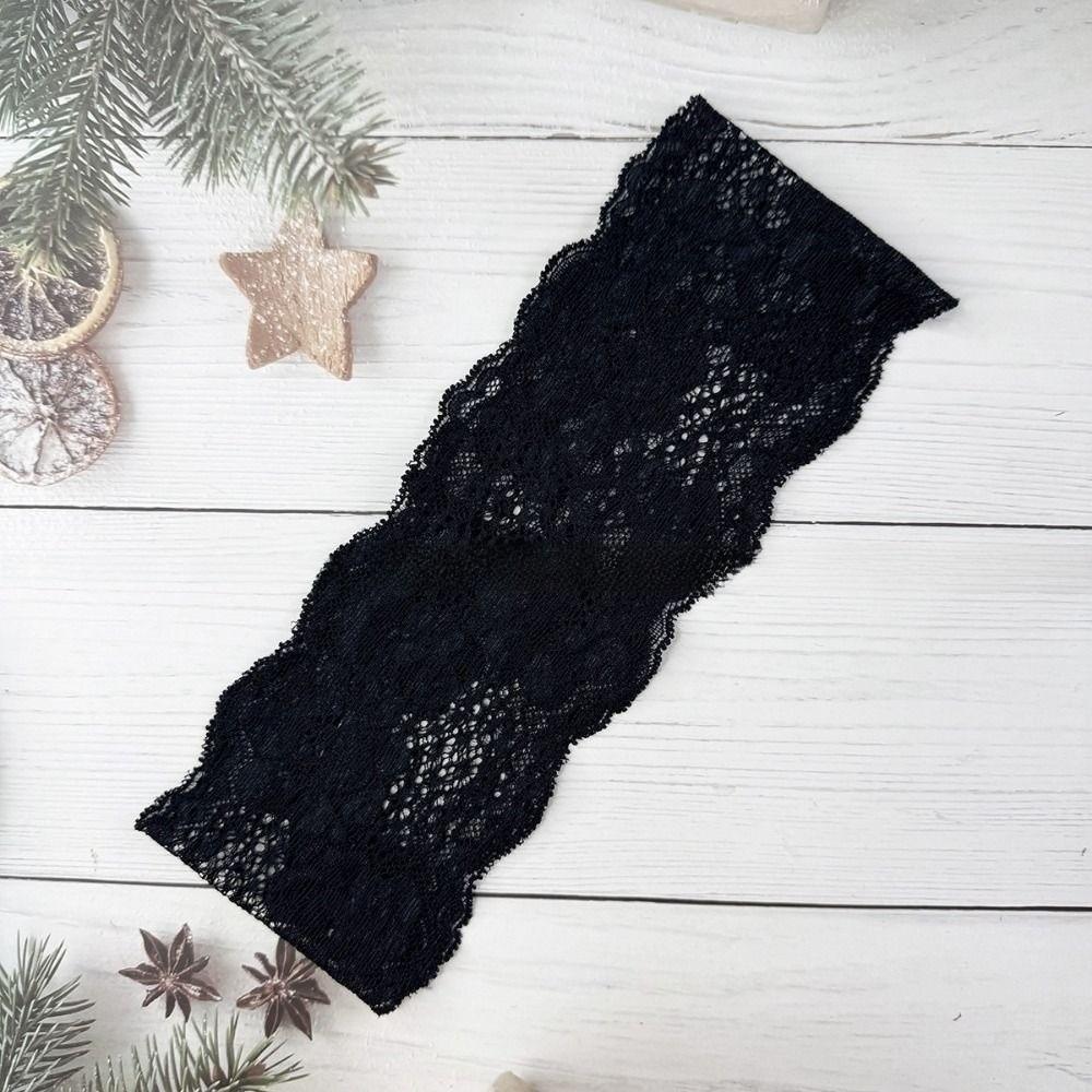 Elastic Lace Headscarf Elegant Headwrap Cap Fashion Mesh Lace Headband Lady Girls Headwear чёрный