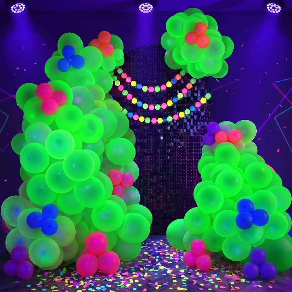 100Pcs Matte Neon Balloons Decorative UV Balloons Party Supplies Luminous Balloons Party