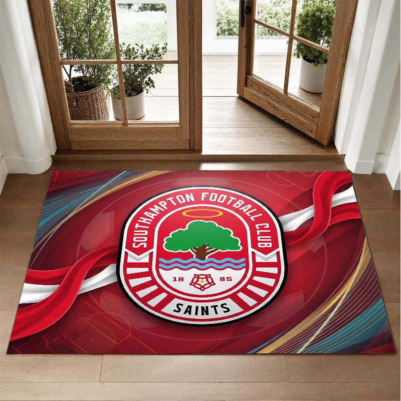Southampton Football Design Crystal Velvet Rug Soft Decorative Mat for Bedroom Entrance