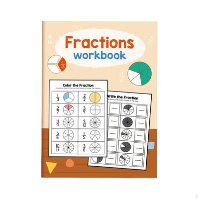 Children Math Fraction Practice Book Worksheets Educational Aids with 24 Exercises 28x20.5cm for
