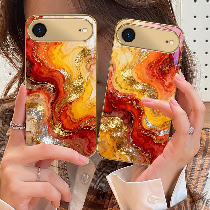 Golden Starry Light For IPhone 17Pro Max 16 17 Pro 15 Pro 14 13 Plus 12 Mini 11Pro Max XR 16E 17Air Golden glass phone case