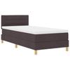 LED Box Spring Bed with Headboard Dark Brown 90 x 200 cm Fabric