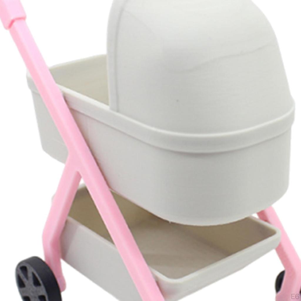 1/12 Scale Dollhouse Carriage Toy Dolls Crib Trolly Cart