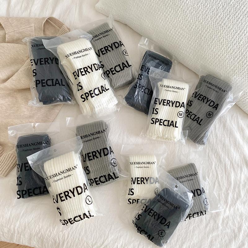 Socks Cover Stacking Socks Horizontal Machine Knitted Wool Solid Color Vertical Strip Leg Warmer Y2K Winter Leg Guard Socks