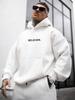 Men Letter Graphic Kangaroo Pocket Drop Shoulder Hoodie