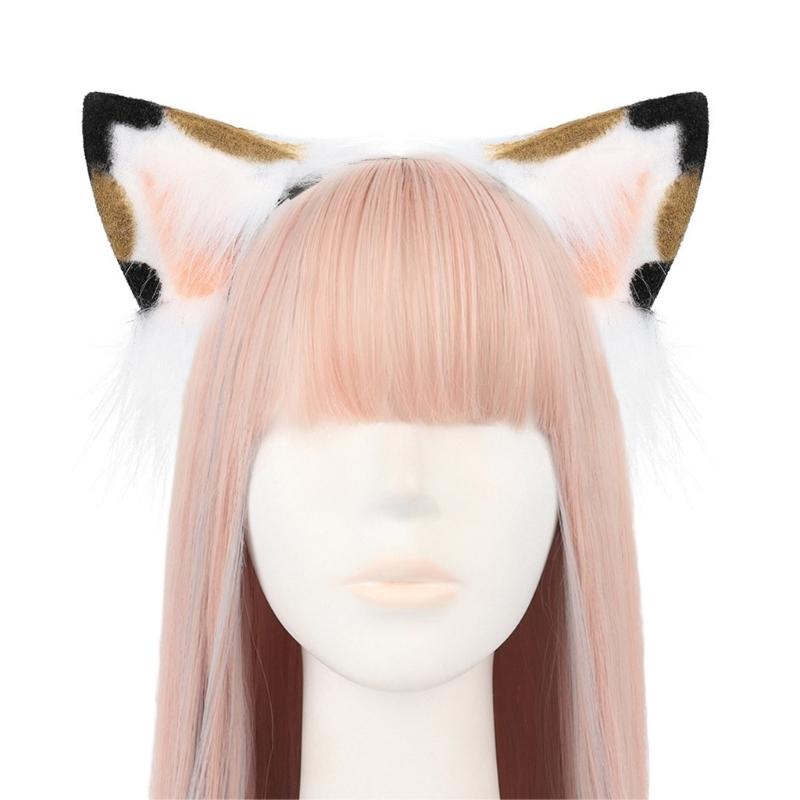 Anime-Cosplay Props Cat Ears and Tail Set Plush Furry Animal Ears Hairhoop with Cat Tail Fancy-Dress Party Costumes