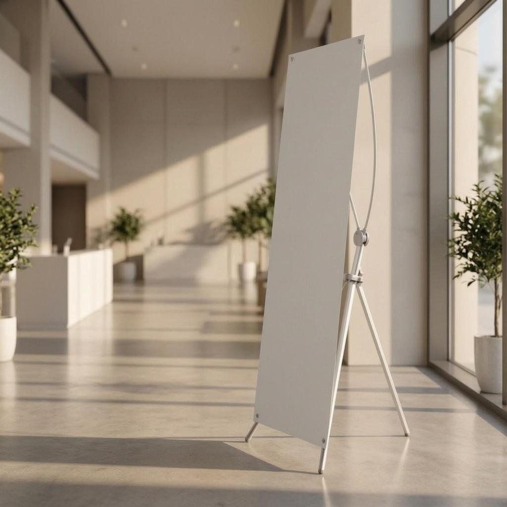 Cross-Frame Banner Stand Stable X Portable for Restaurants