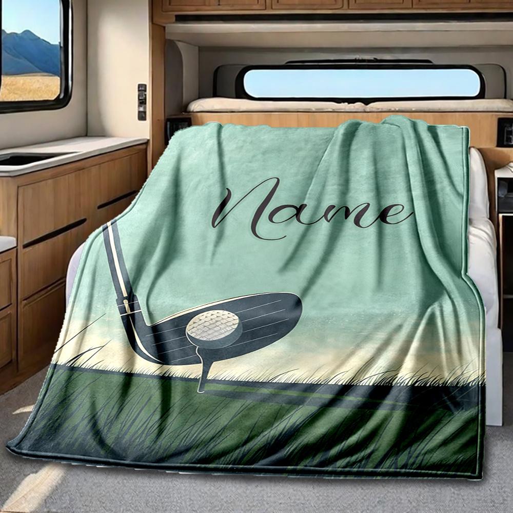 Golf Club On Green Field With Name Blanketcustomizable With Your Namecomfortable And Stylish Perfect For Travel Beds Chairs Offices Sofas