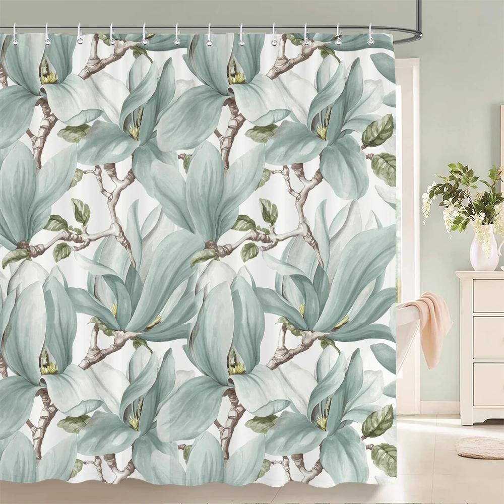 JY01Beautiful Flowers Shower Curtain Bathroom Waterproof Shower Curtain Leaves Plant Printing Curtains for Bath Shower With Ho@1