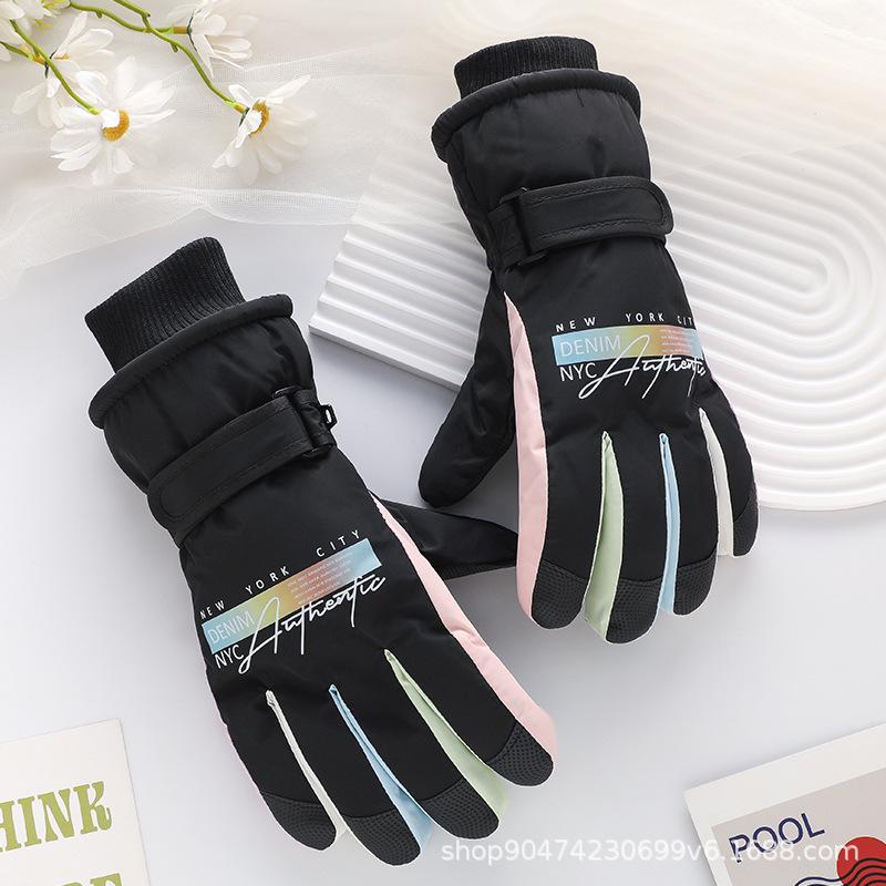 Women's Thick Fleece-Lined Touchscreen Ski Gloves - Non-Slip, Waterproof, Warm for Winter & Outdoor Use