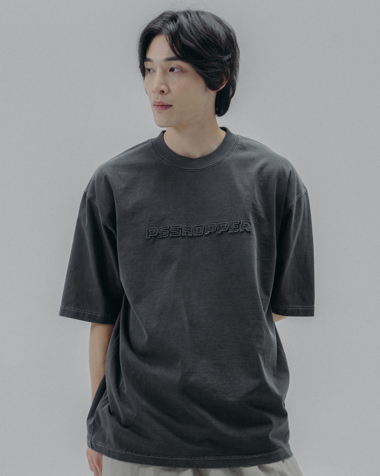 Ps Shopper Pigment Vintage Cut Logo Short Sleeve T-Shirt [Dark Gray] M
