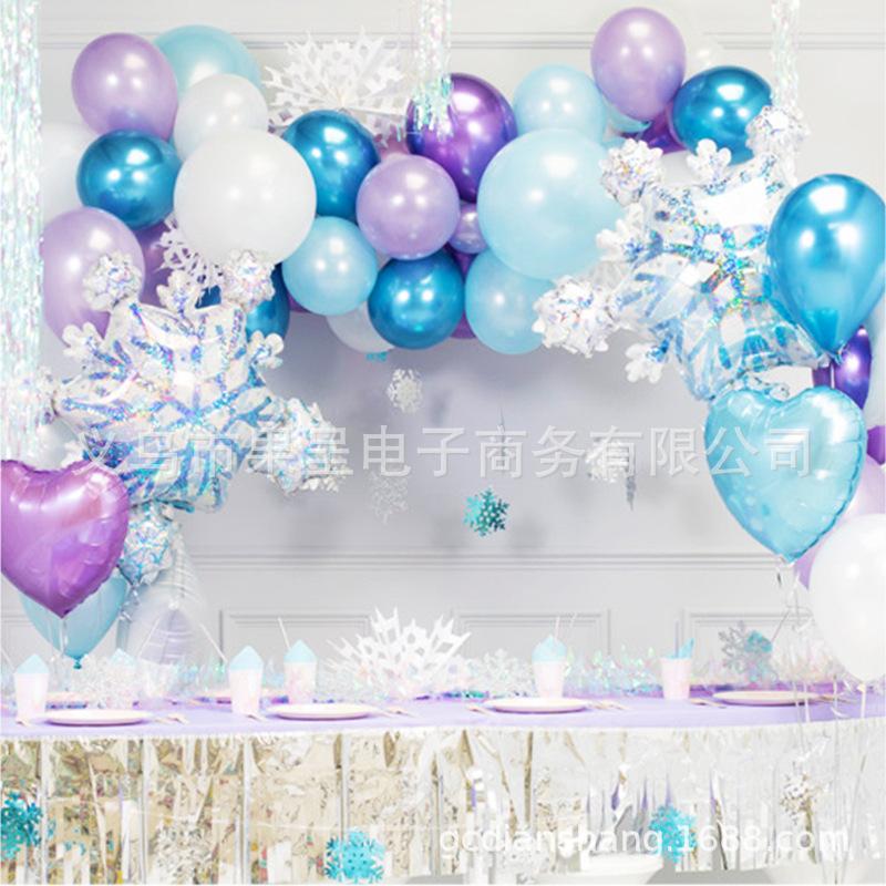 Christmas Venue Arrangement Balloon Set, Christmas Party Balloon Set Decoration, Snowflake Metal Balloon Set