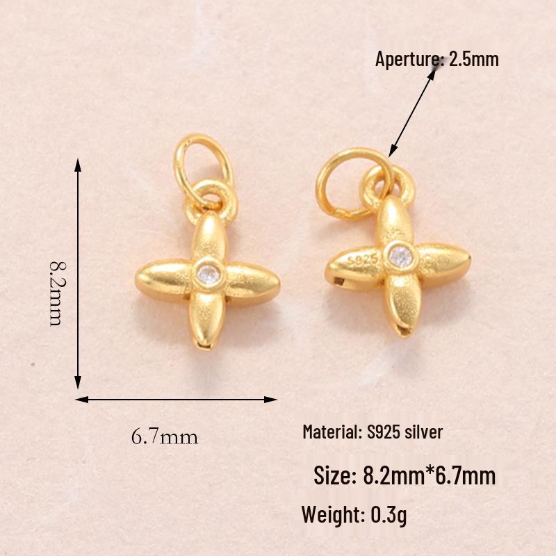 Gold-Plated S925 Sterling Silver Zircon Tulip Duck Pull Ring Pendant for DIY Bracelets or Necklaces