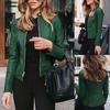Women Fashion Autumn Winter Jacket Short Faux Leather Suit Coat Outwear Clothes