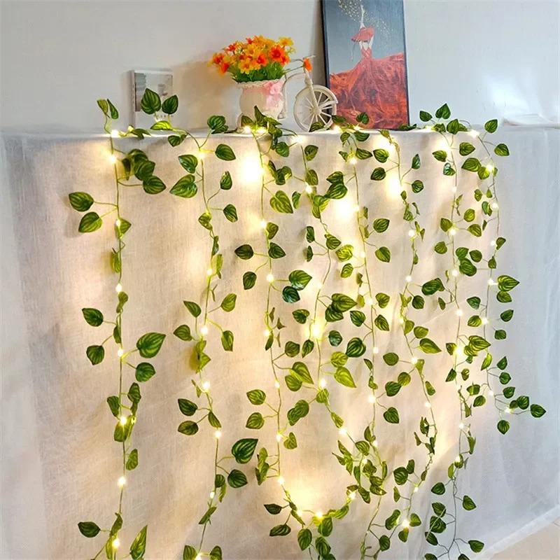 

Цветок зеленый лист гирлянды искусственная лоза гирлянда на батарейках рождественская елка гирлянда свет для прополки домашний декор