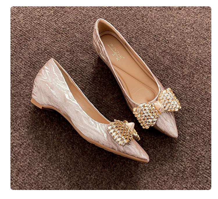 Champagne Rhinestone Floral Wedding Shoes - Women's Autumn Collection with Inner Height Increase