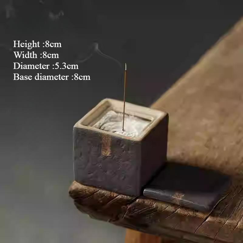 

Vintage Ceramic Square Incense Burner Household Indoor Incense Creative Censer Purification Air Storage Incense Ash Vessels