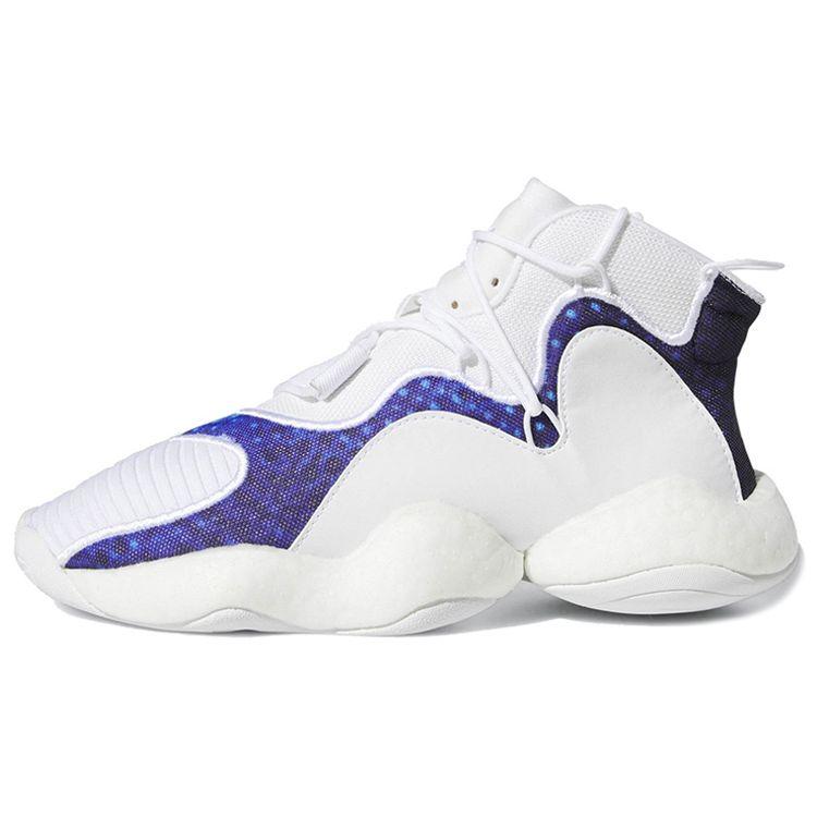 adidas Originales Crazy BYW J Amortiguación Zapatillas de Baloncesto de Caña Alta para Niños Zapatillas de Baloncesto para Niños Blanco Azul CG6755
