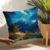 Korea Foguo Temple Pillow Case Linen Cushion Covers For Decorative Sofa Home Pillows Case Car Chair Pillows Cases