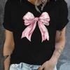 Bow Print Crew Neck T-Shirt Casual Short Sleeve T-Shirt for Spring & Summer Women's Clothing