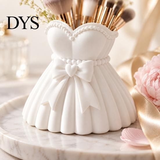 Versatile Makeup Holder Wedding Dress Vase, 3D Printed PLA Brush Storage Girlish Room Accessories Box, Decorative Cosmetic Container for Vanity