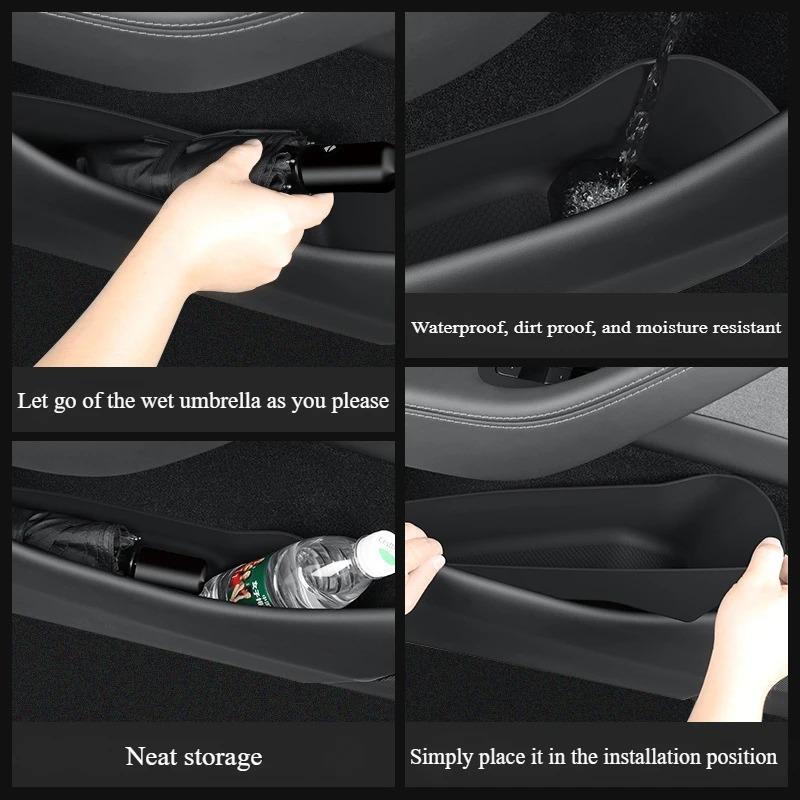 For Tesla Model Y/YL Juniper 2025 2026 Door Slot Storage Box Organizer Door Side Waterproof Umbrella Box Interior Accessories