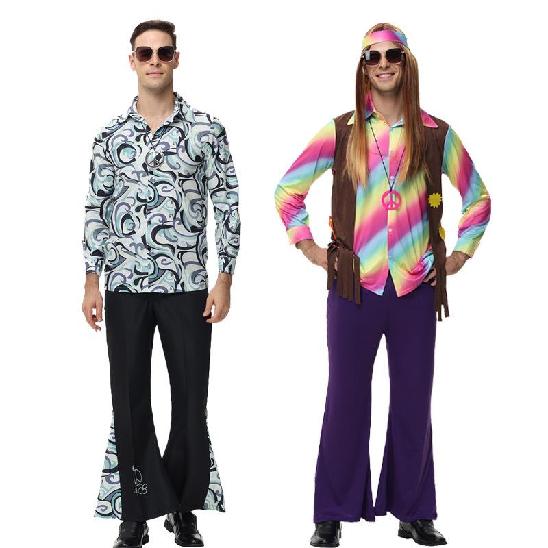 Vintage Halloween Disco Costume Set Cosplay Hip Hop 70s Hippy Parties Theme