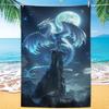 Moonlight Dragon Wings Beach Towel, Mythical Creature Art Quick-Dry Sand-Free Microfiber Bath Towel for Summer Pool and Trave